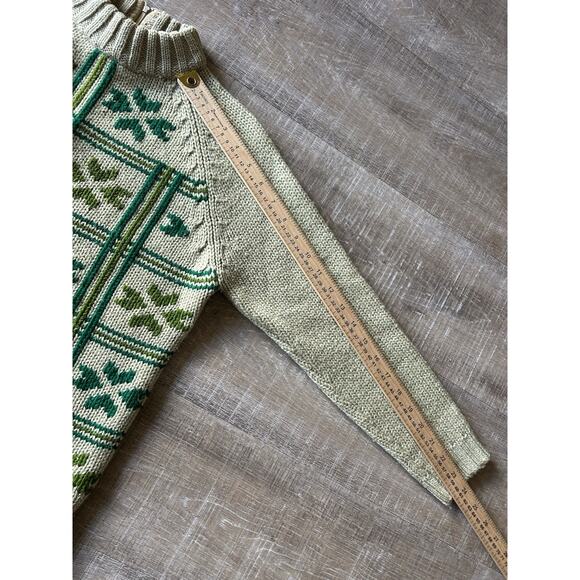 Vintage Tarni Fair Isle Nordic Wool Sweater Womens 38 Green Ski Alpine Mock Neck - Picture 13 of 15